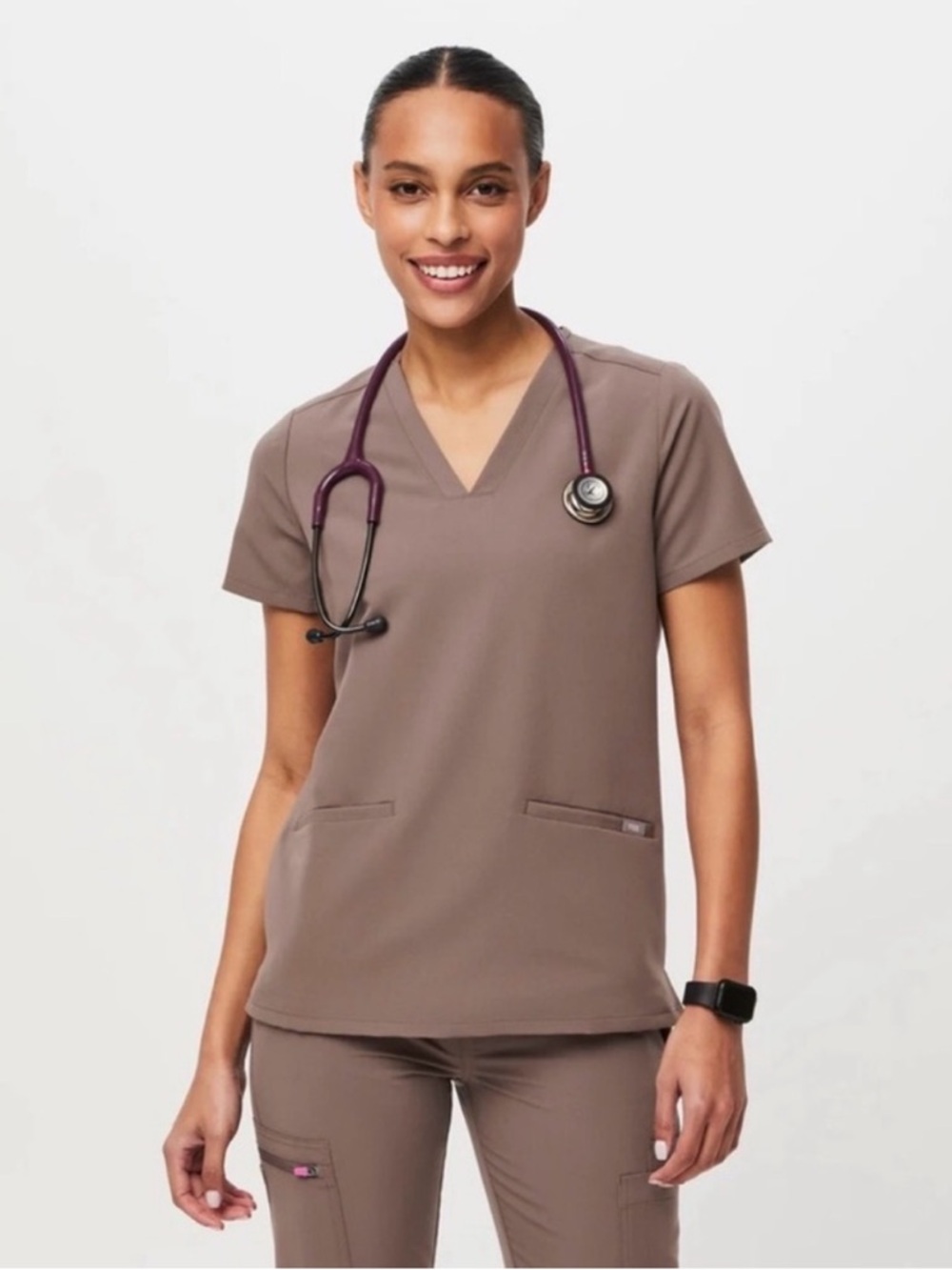 FIGS Casma Smokey Taupe Scrub Top